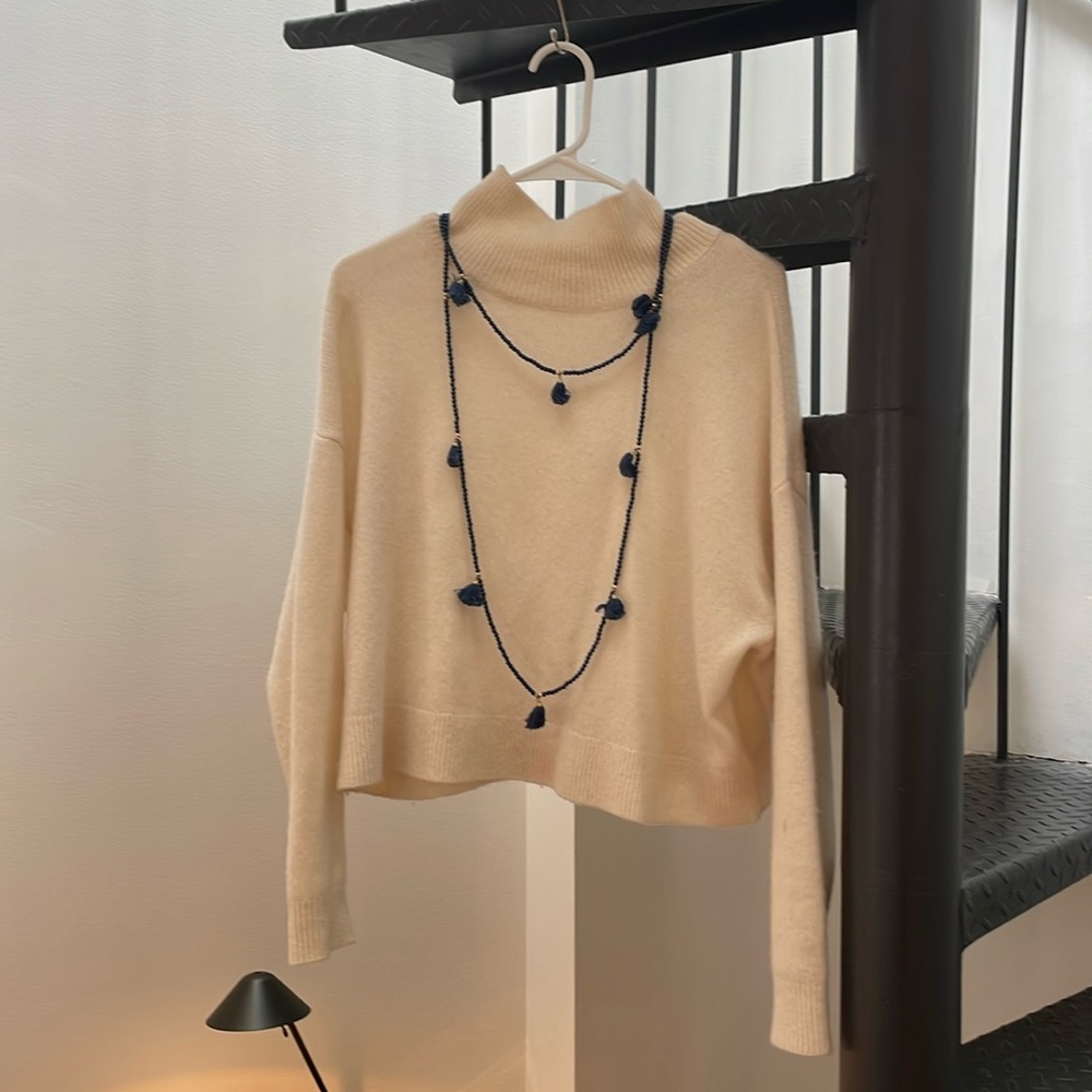 Roberta Roller Rabbit Women's Beaded Tassel Wrap Necklace Navy Gold